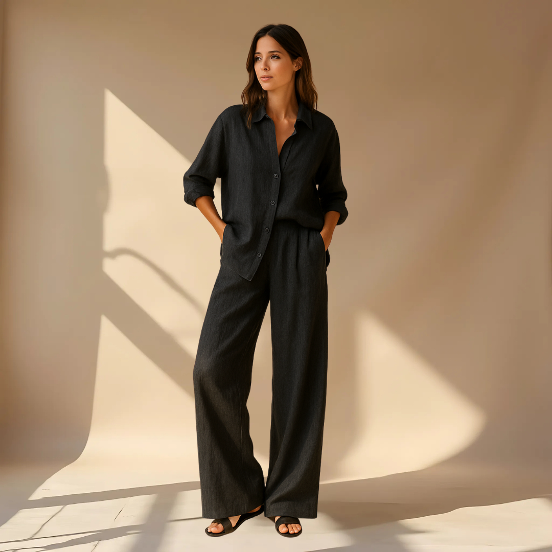 AMÉLIE™ – CONJUNTO DE DOS PIEZAS: CAMISA Y PANTALÓN