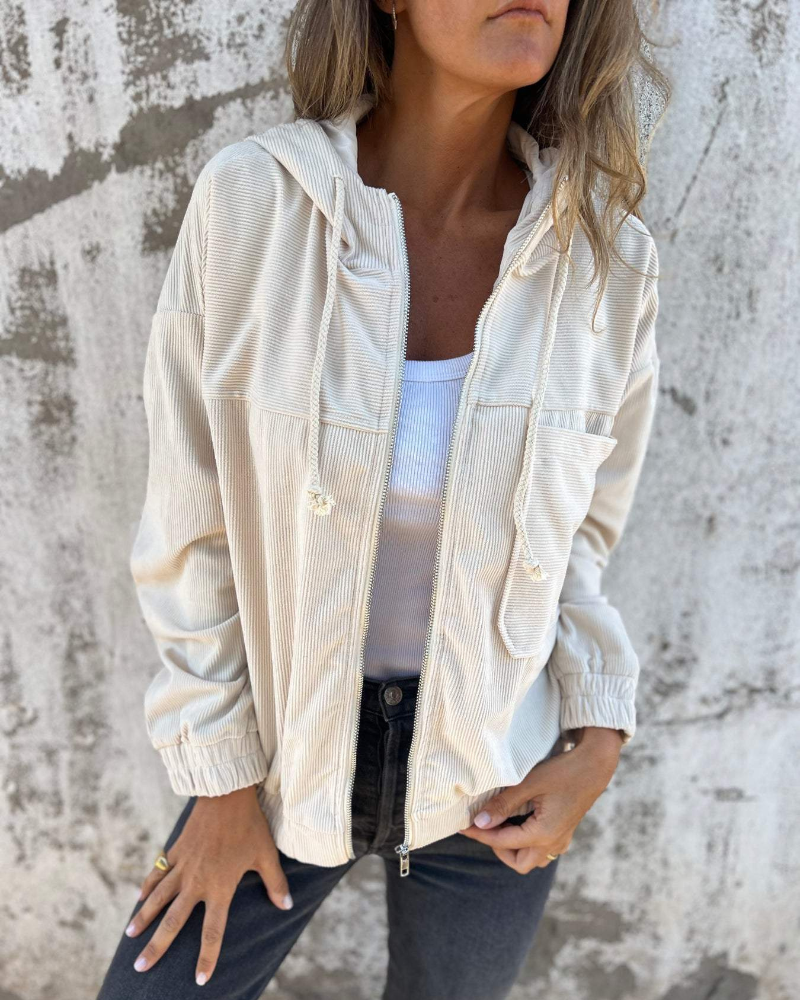 ELLA™ – CHAQUETA DE PANA CON CAPUCHA Y CREMALLERA
