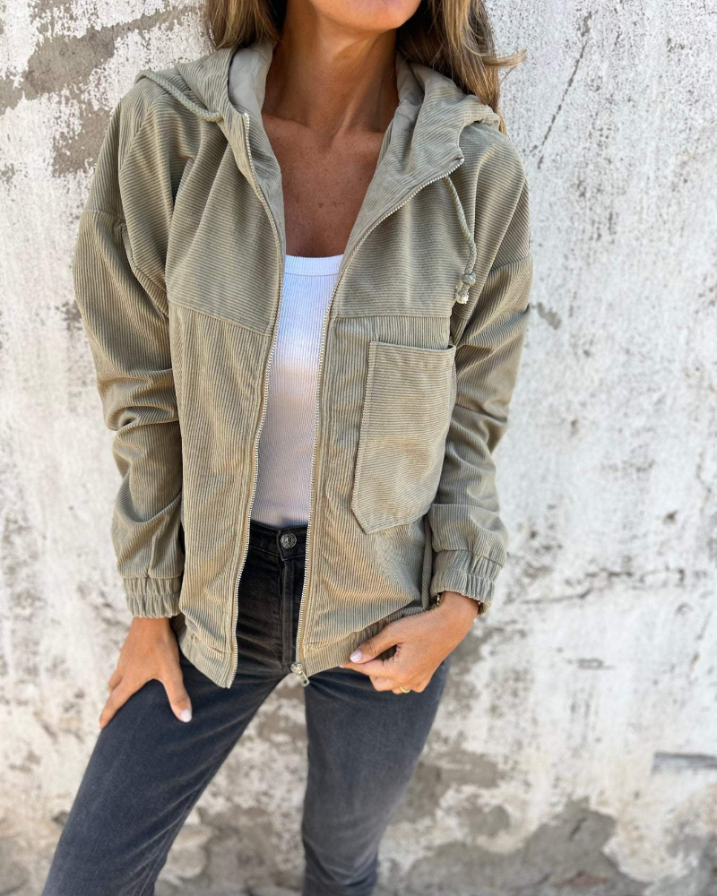ELLA™ – CHAQUETA DE PANA CON CAPUCHA Y CREMALLERA