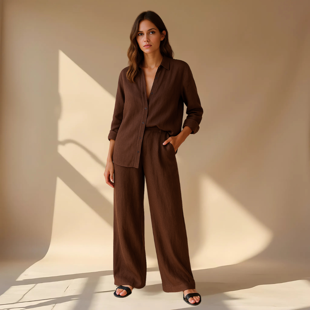 AMÉLIE™ – CONJUNTO DE DOS PIEZAS: CAMISA Y PANTALÓN