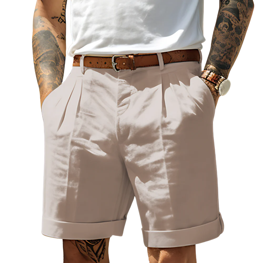 LYON™ | BERMUDA DE LINO PARA HOMBRE CON PLIEGUE ELEGANTE