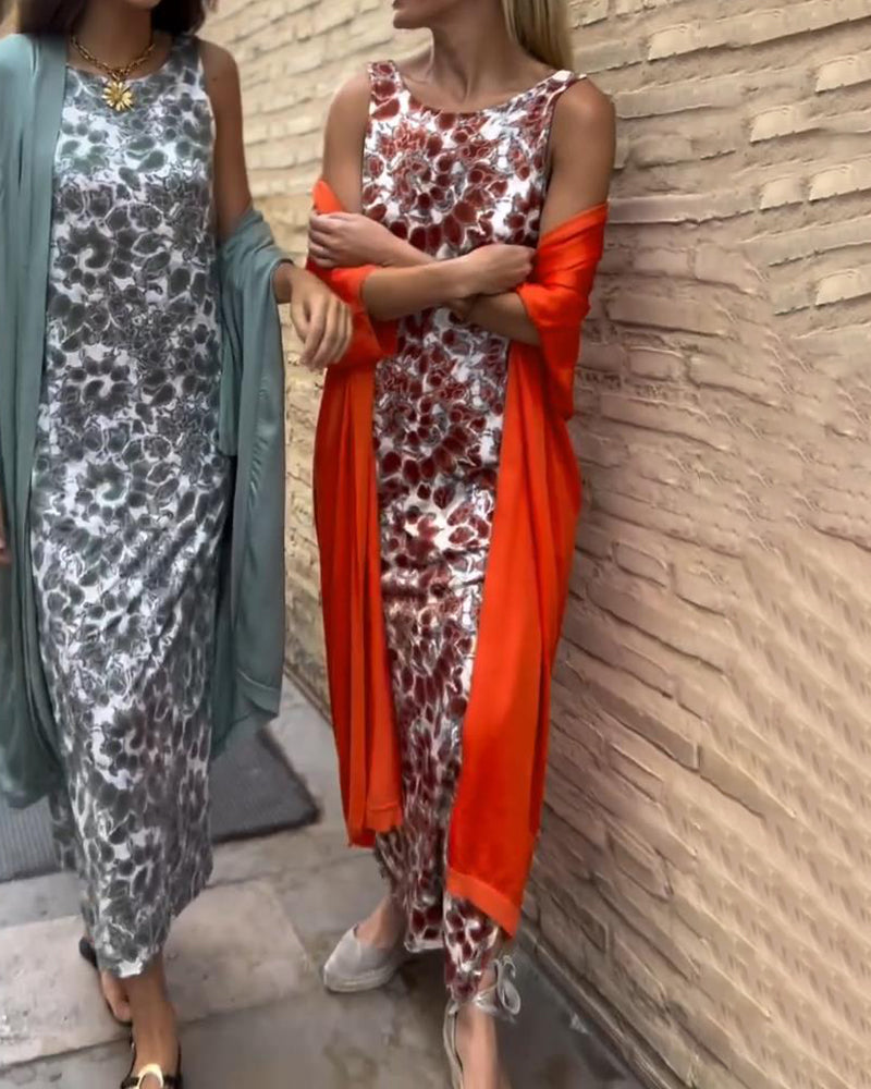 VIVIANA | CONJUNTO ELEGANTE DE VESTIDO LARGO Y CHAQUETA FLUIDA