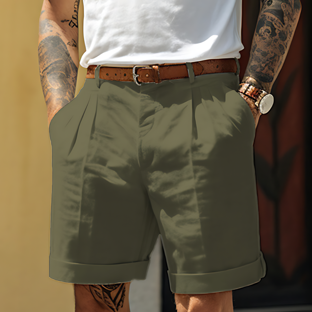 LYON™ | BERMUDA DE LINO PARA HOMBRE CON PLIEGUE ELEGANTE
