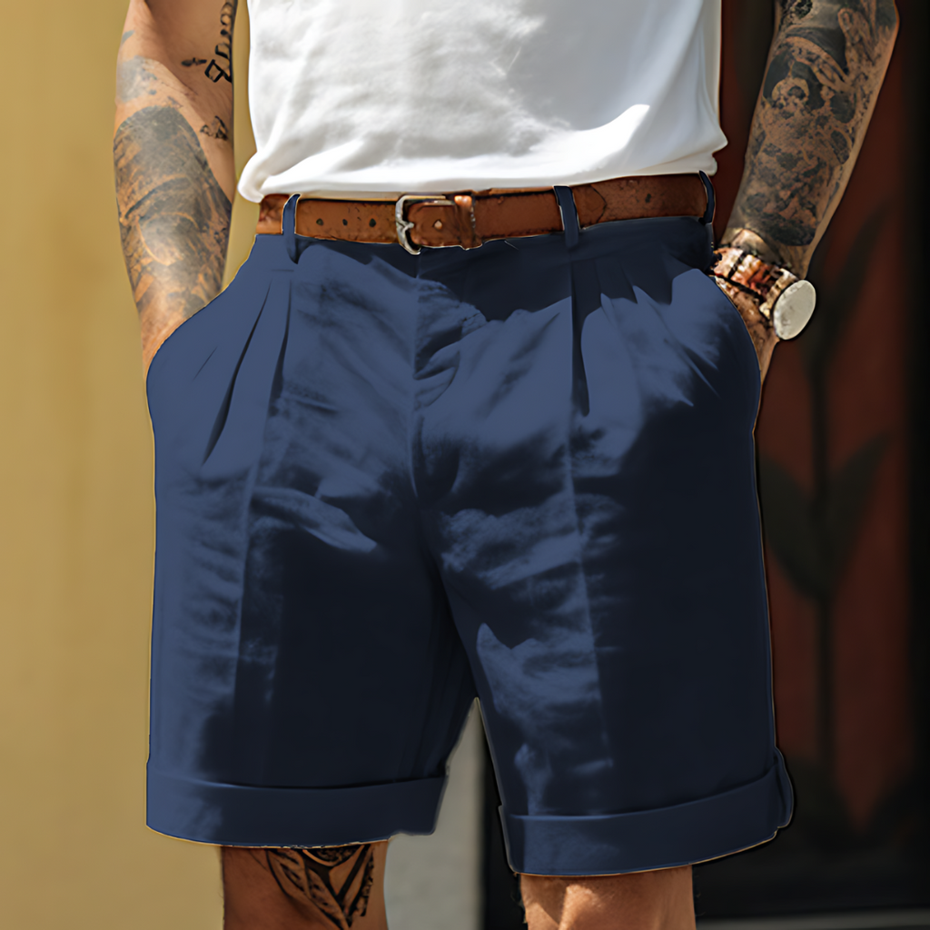 LYON™ | BERMUDA DE LINO PARA HOMBRE CON PLIEGUE ELEGANTE