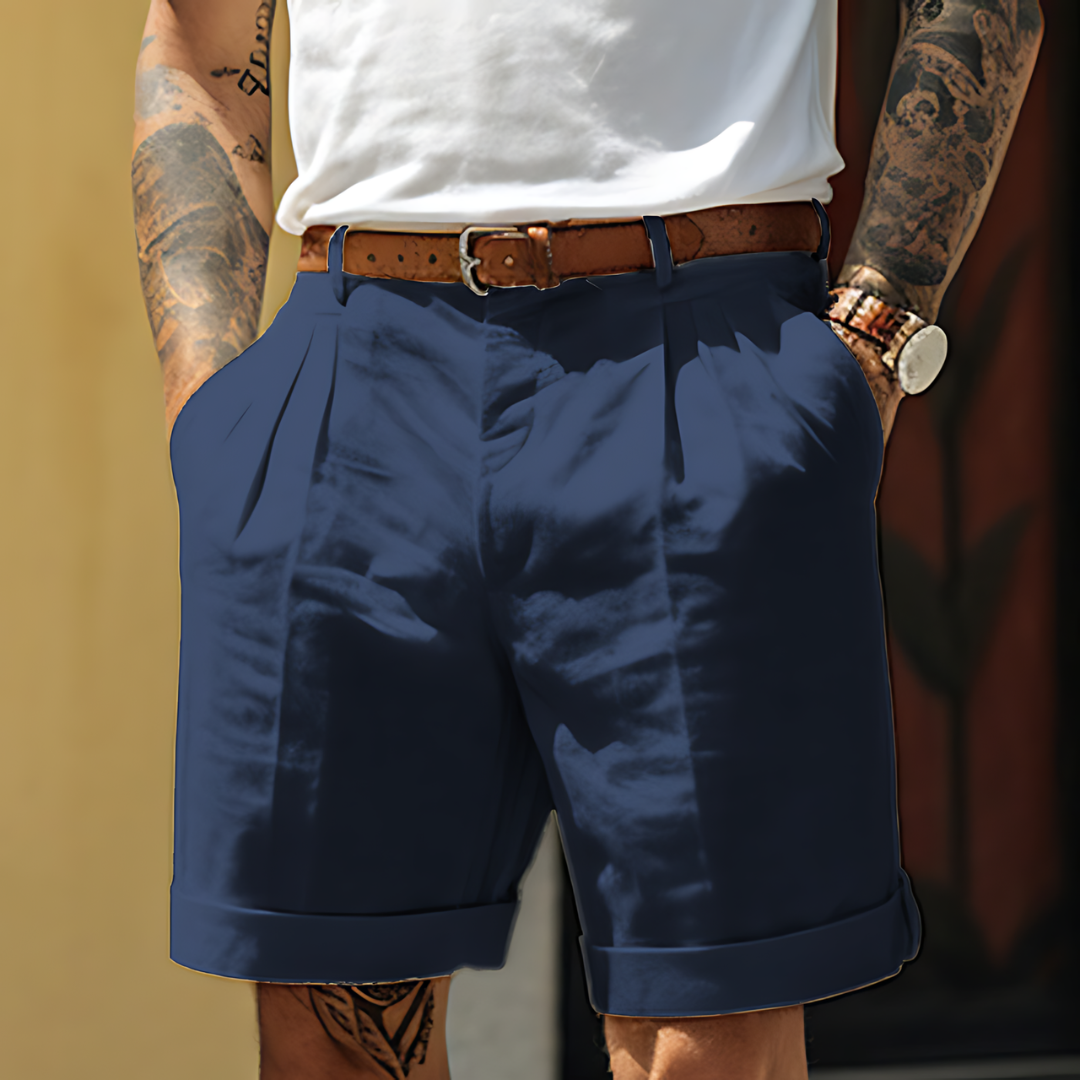 LYON™ | BERMUDA DE LINO PARA HOMBRE CON PLIEGUE ELEGANTE
