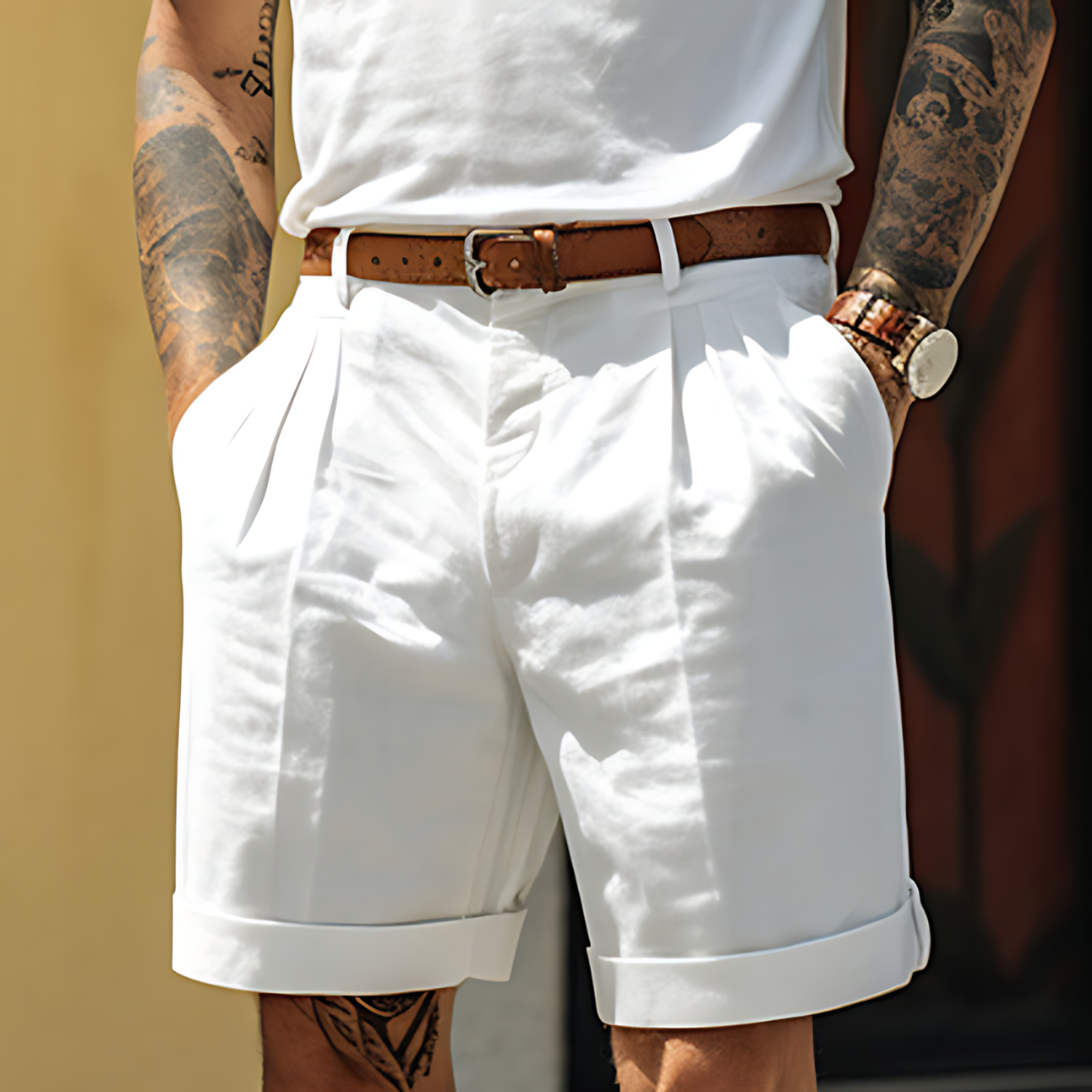 LYON™ | BERMUDA DE LINO PARA HOMBRE CON PLIEGUE ELEGANTE