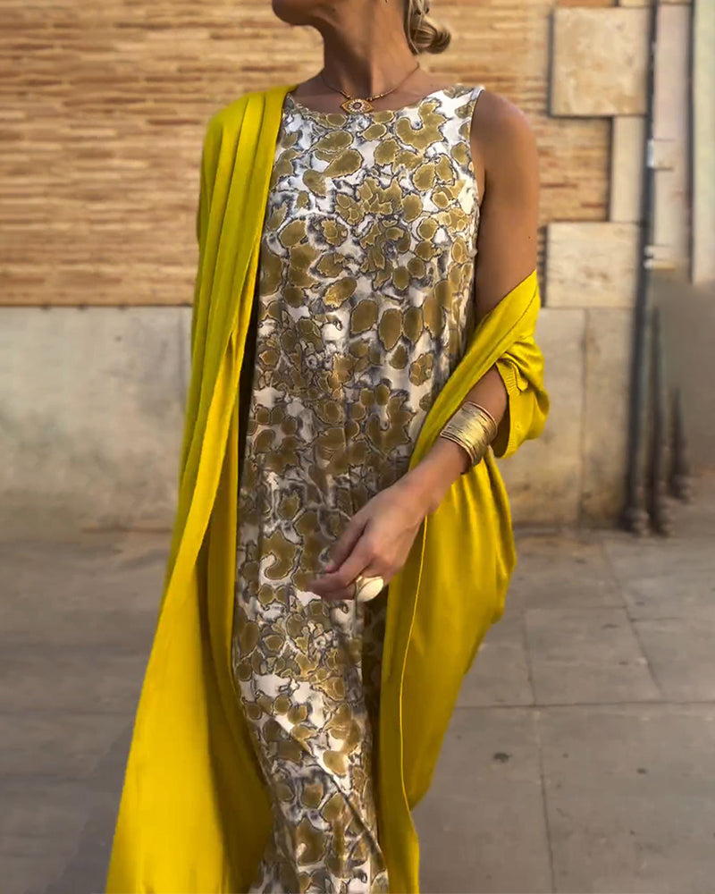VIVIANA | CONJUNTO ELEGANTE DE VESTIDO LARGO Y CHAQUETA FLUIDA