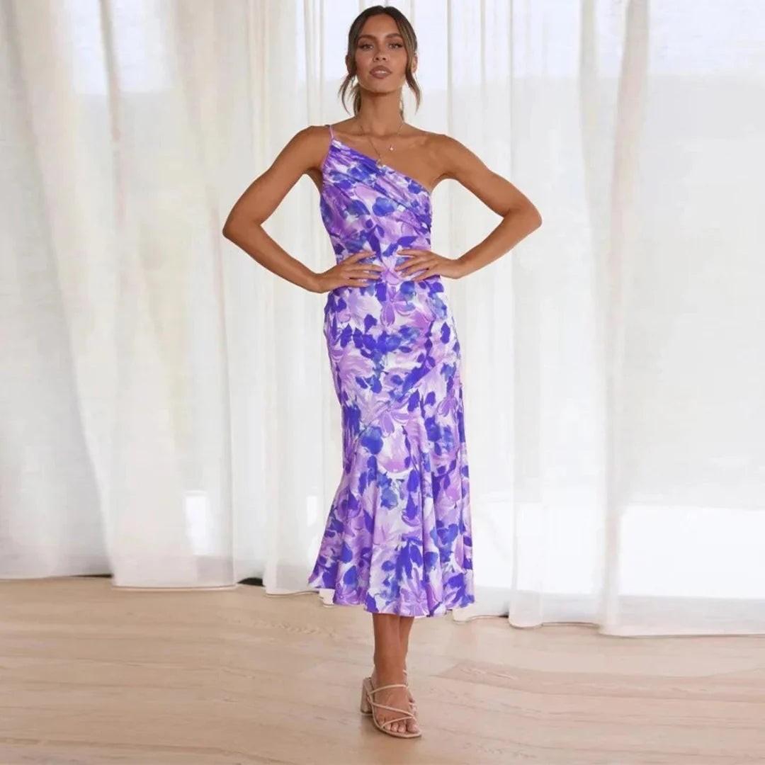 ELIZA™ – VESTIDO FLORAL DE UN SOLO HOMBRO
