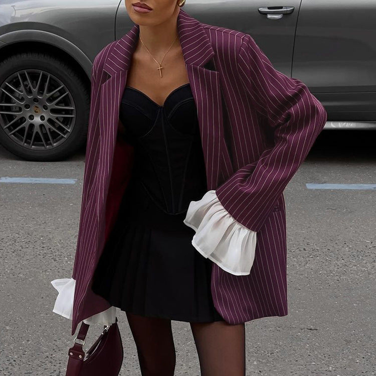 ELVIONA – chaqueta de traje vino rojo