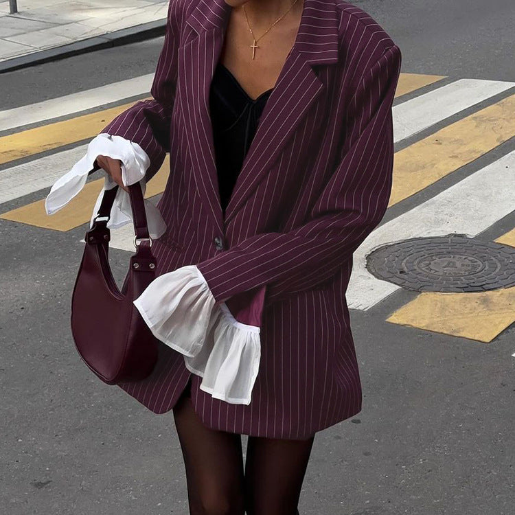 ELVIONA – chaqueta de traje vino rojo