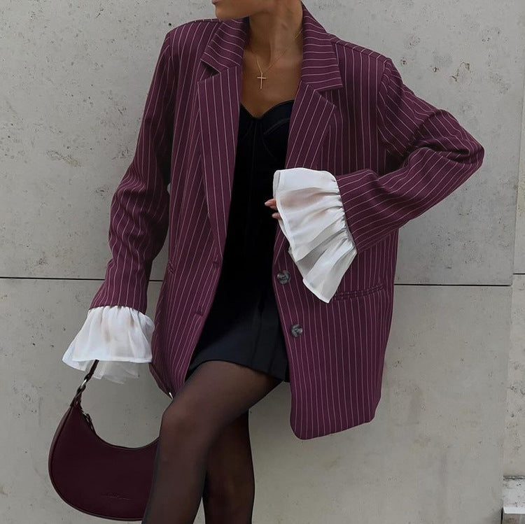 ELVIONA – chaqueta de traje vino rojo