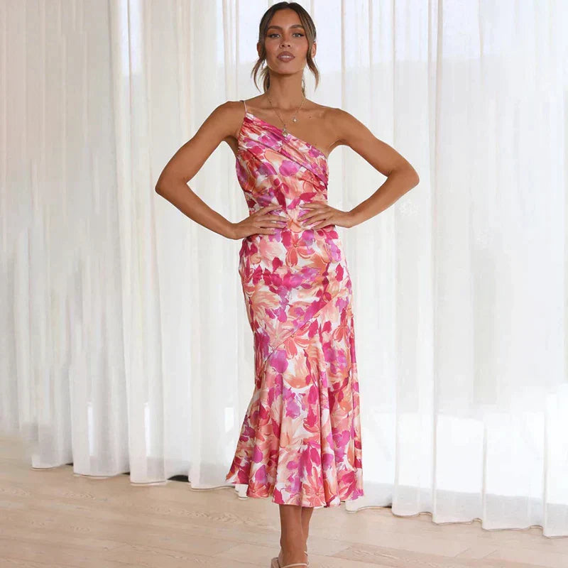 ELIZA™ – VESTIDO FLORAL DE UN SOLO HOMBRO