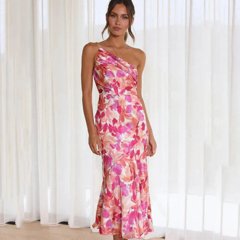 ELIZA™ – VESTIDO FLORAL DE UN SOLO HOMBRO