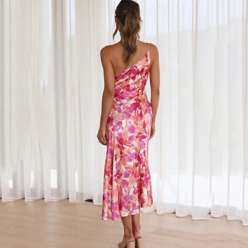 ELIZA™ – VESTIDO FLORAL DE UN SOLO HOMBRO