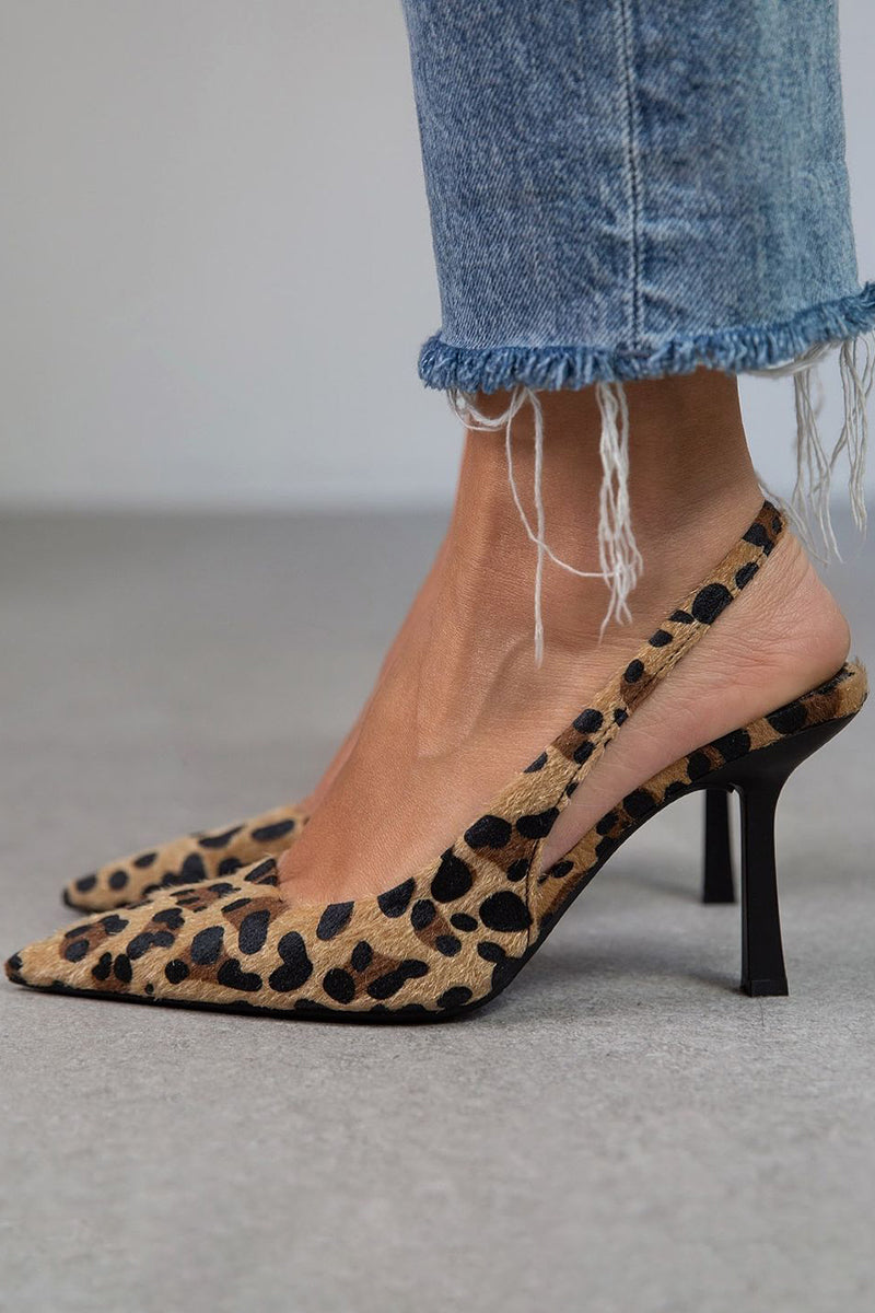 LARO – décolleté a punta con estampado leopardo color caqui