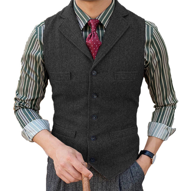 WESTON™ | CHALECO VINTAGE DE LANA PARA HOMBRE CON CUELLO DE SOLAPA