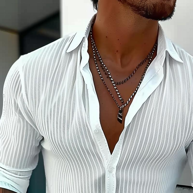 STRIPE™ | CAMISA DE RAYAS PARA HOMBRE CON CUELLO REVERSO Y MANGA LARGA