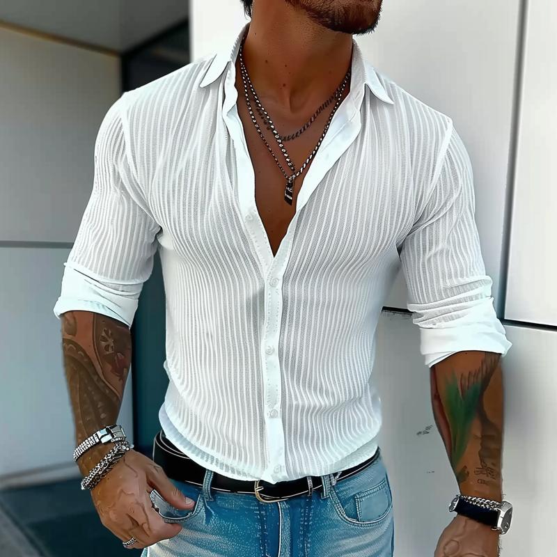 STRIPE™ | CAMISA DE RAYAS PARA HOMBRE CON CUELLO REVERSO Y MANGA LARGA