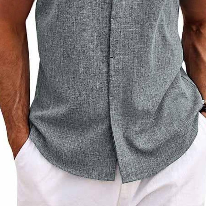 SOLEIL™ | CAMISA SIN MANGAS DE LINO PARA HOMBRE CON CUELLO ABIERTO