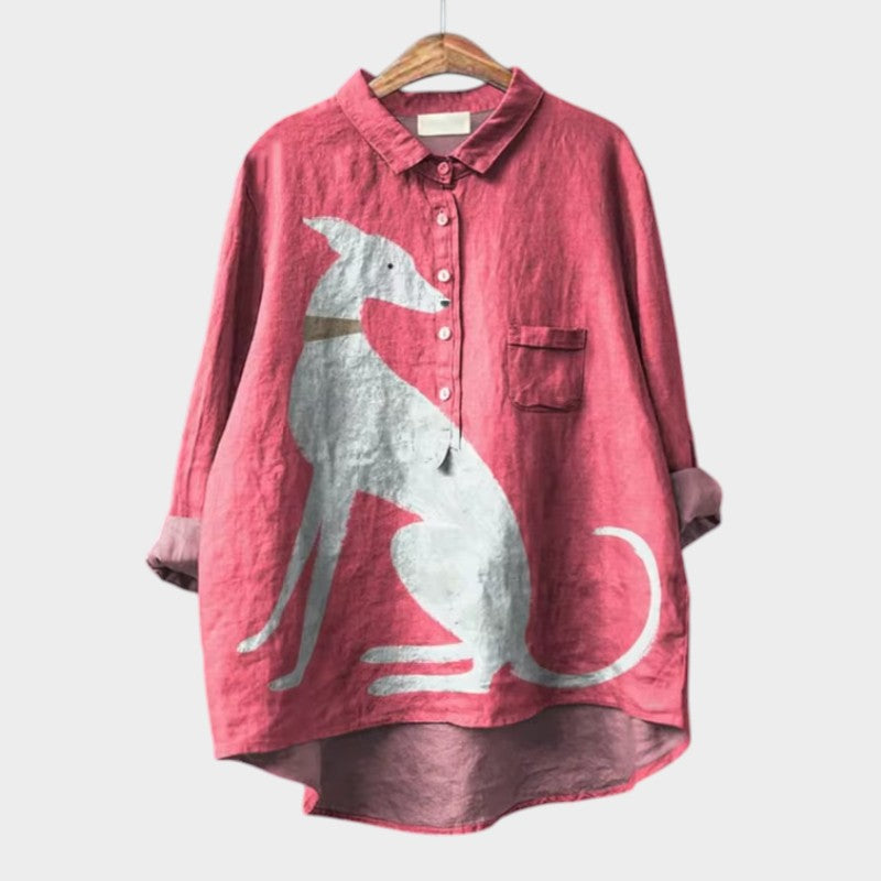 PALMIRA™ | CAMISA OVERSIZE CON ESTAMPADO CANINO Y ESTILO DESENFADADO