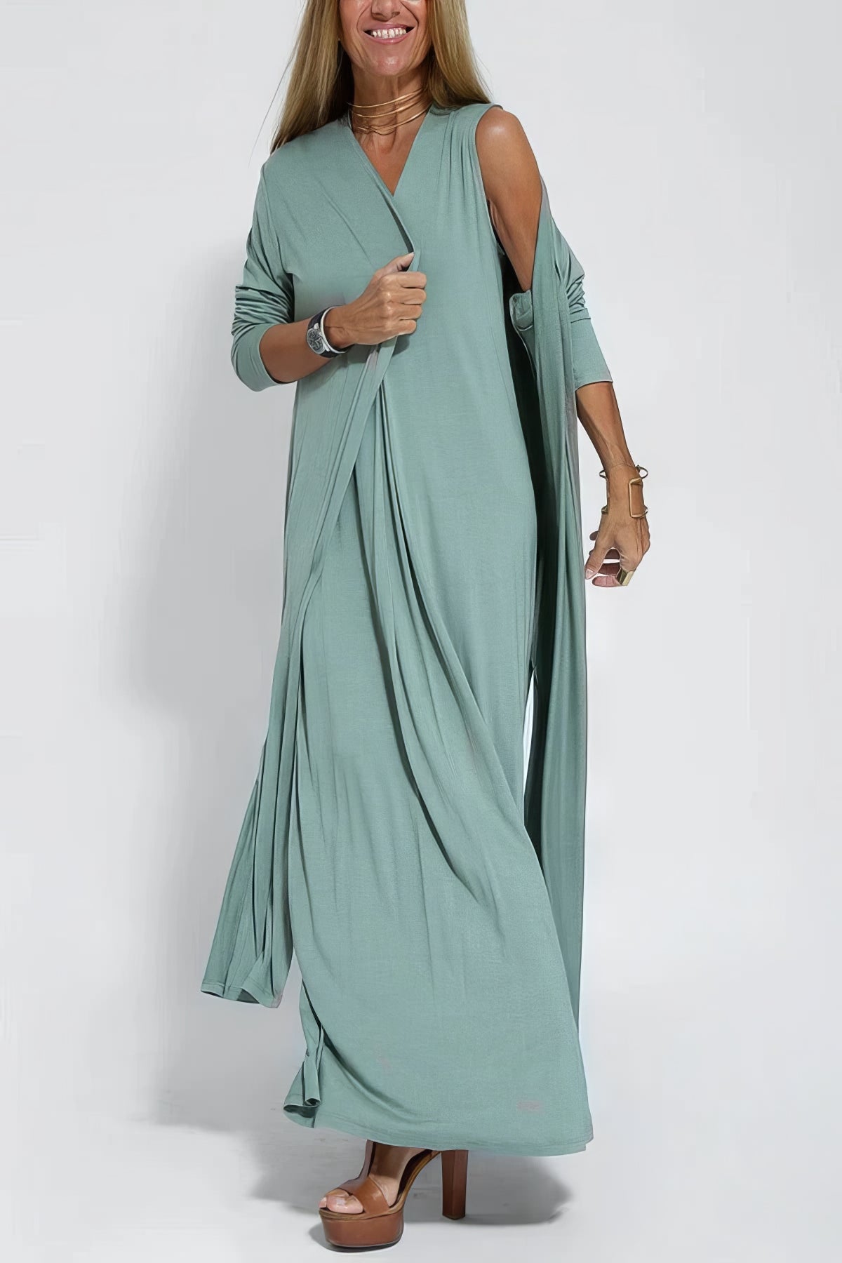 ELISE | VESTIDO LARGO ELEGANTE CON CÁRDIGAN DE REGALO