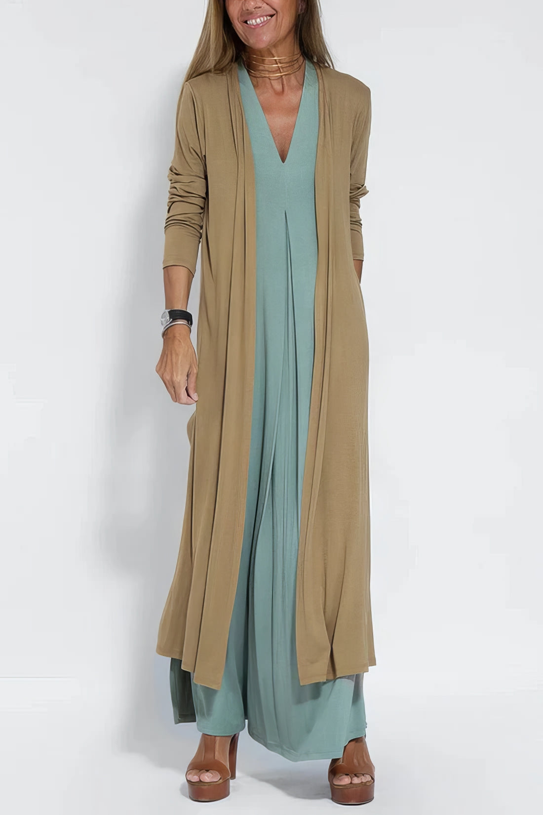 ELISE | VESTIDO LARGO ELEGANTE CON CÁRDIGAN DE REGALO