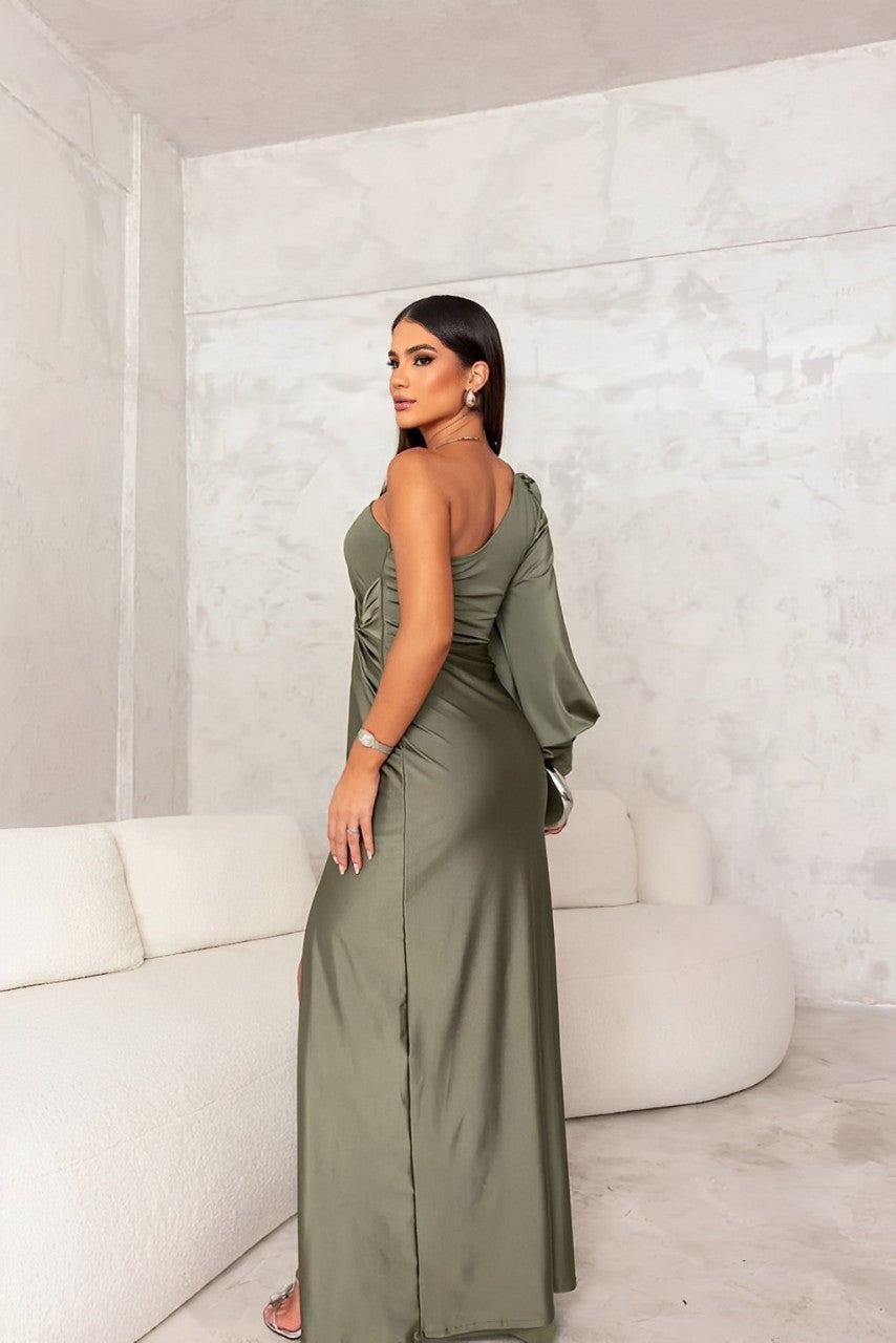 VERA™ | VESTIDO DE SATÉN DE UN SOLO HOMBRO